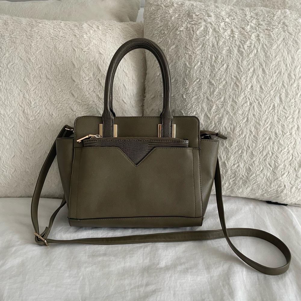 Olive Green Crossbody Satchel Bag - Women's Shoulder Bag